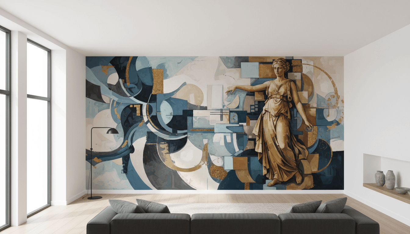Finished custom mural displayed on residential wall